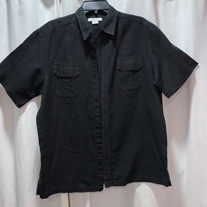 Claiborne Black Mens Short Sleeve Shirt